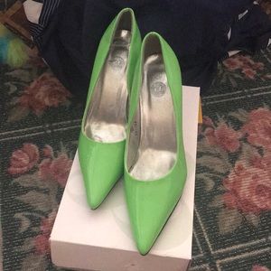 Neon green pumps